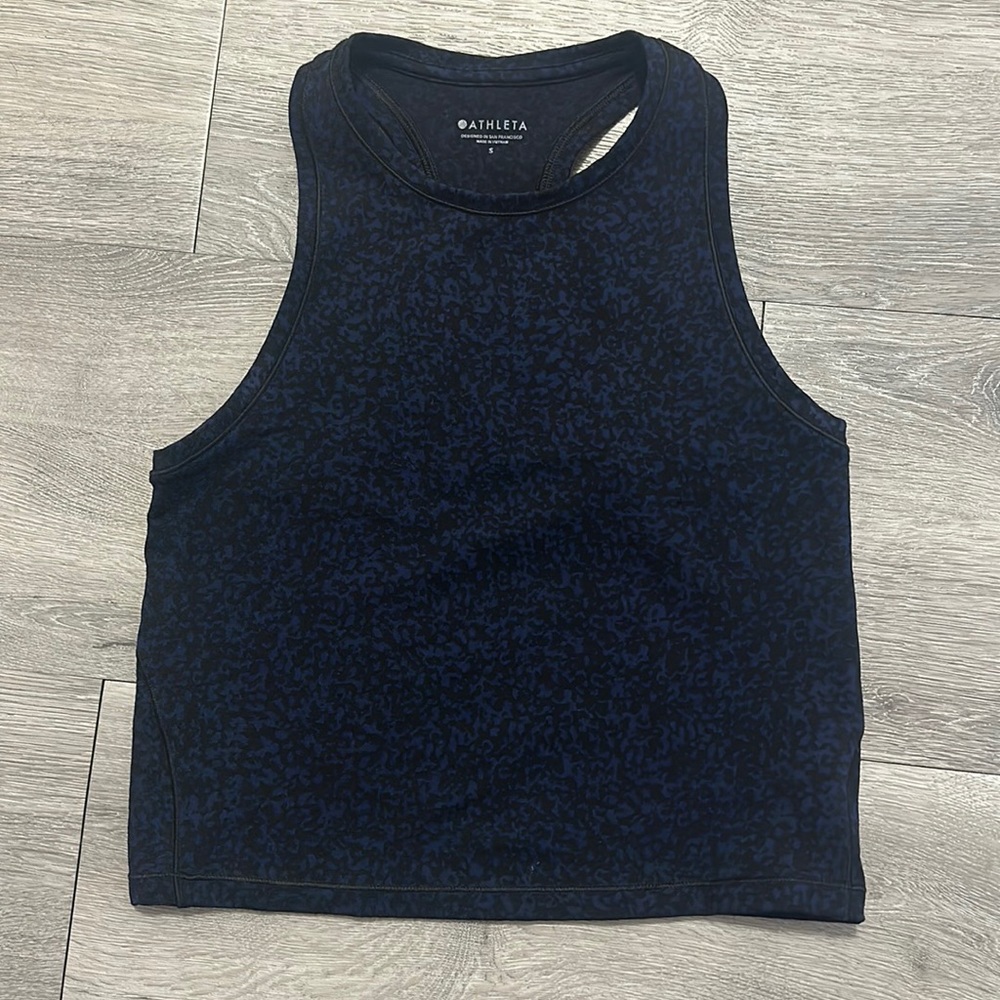 Athleta Shanti Crop Jacquard Tank Blue